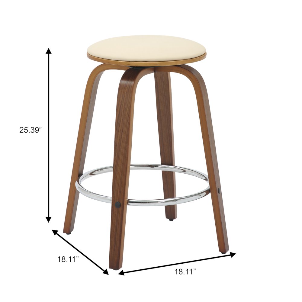 Wooden Counter Stool Pelya Collection Modern Style Walnut color in Cream. Picture 14