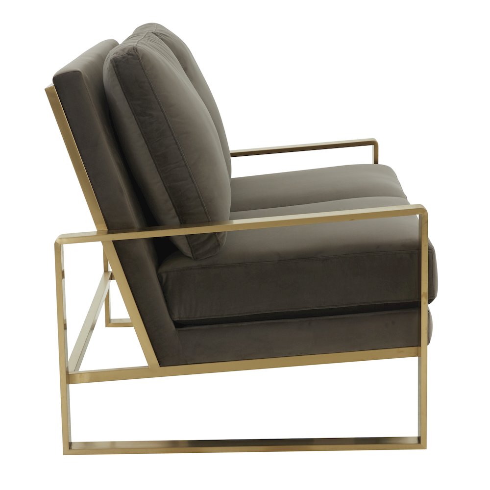 Jefferson Contemporary Modern Velvet Loveseat With Gold Frame. Picture 4