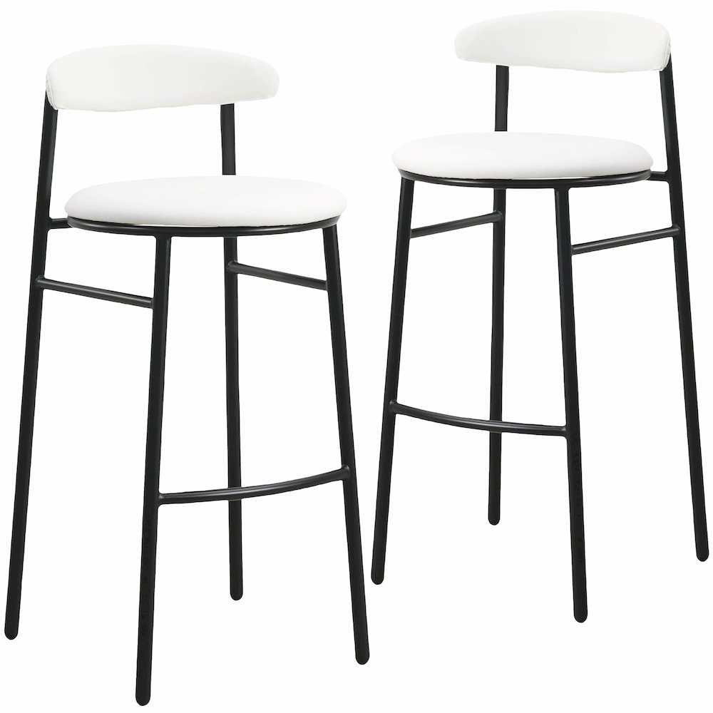 Lume Collection Modern Bar Stool in White Set of 2. Picture 2