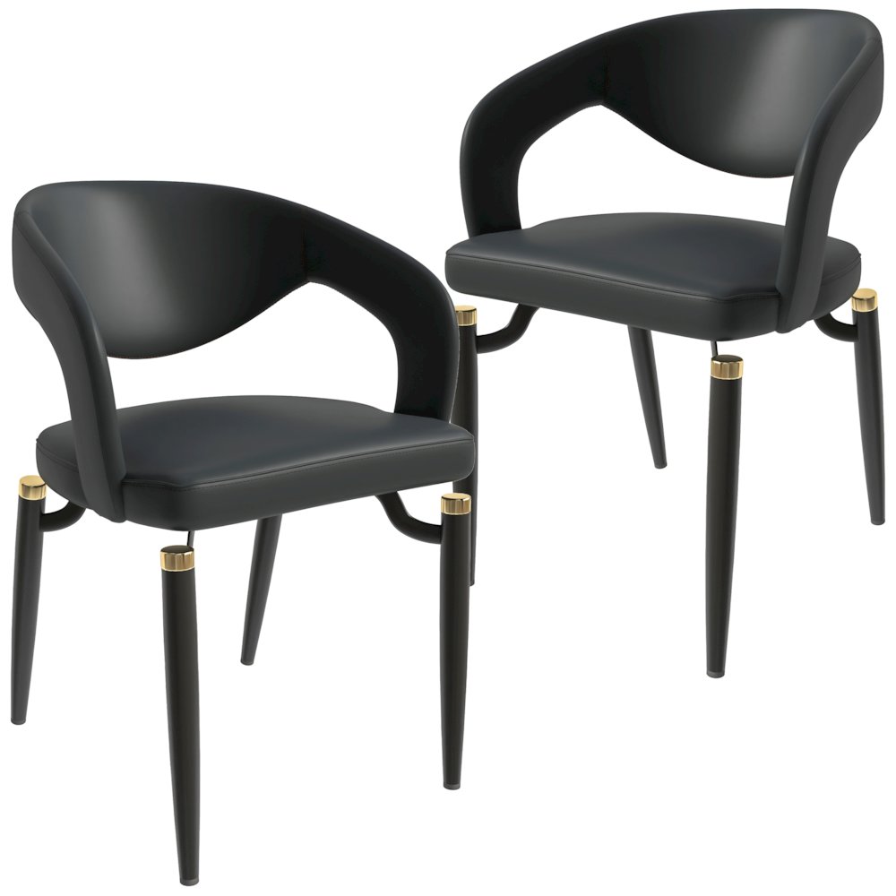 Entice Collection Modern Dining Chair Set of 2 in Charcoal Black. Picture 10