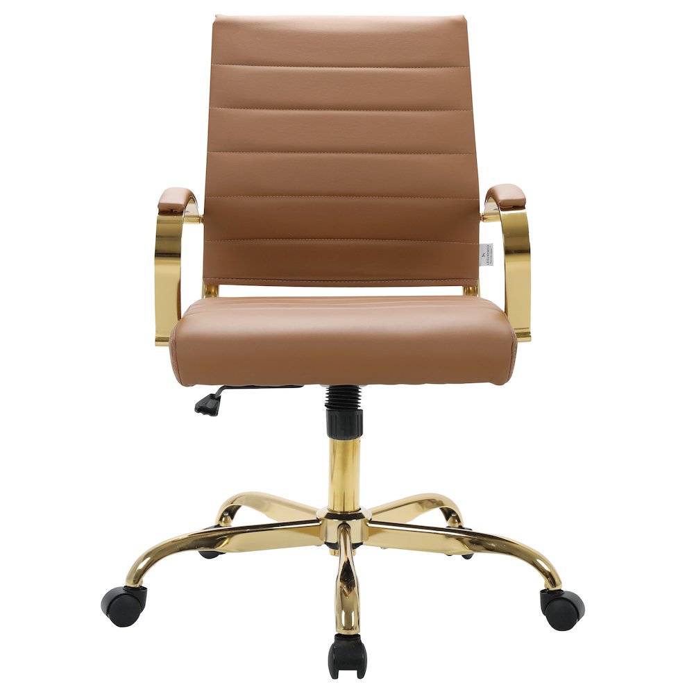 Benmar Home Leather Office Chair With Gold Frame. Picture 6