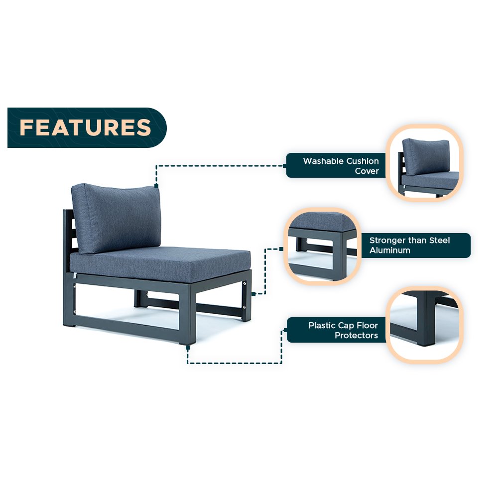 Chelsea 4-Piece Middle Patio Chairs Black Aluminum With Cushions. Picture 3