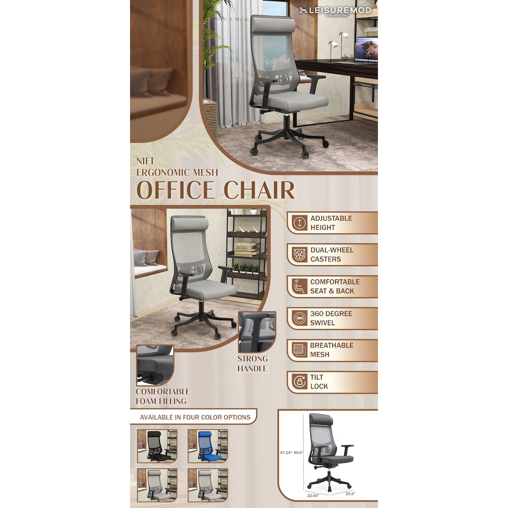 Office Dale Series Office Task Chair In Grey. Picture 24