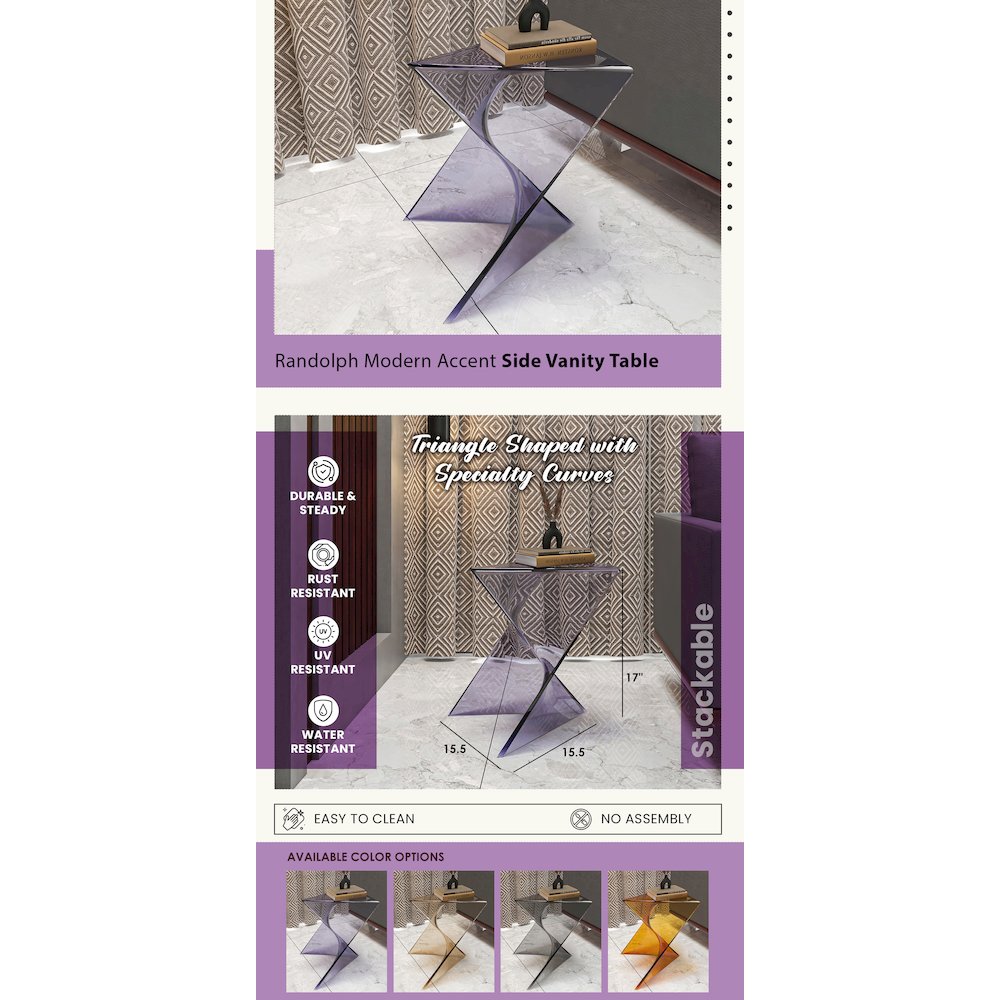 Randolph Modern Accent Side Table Indoor and Outdoor Use Clear Set of 2. Picture 38