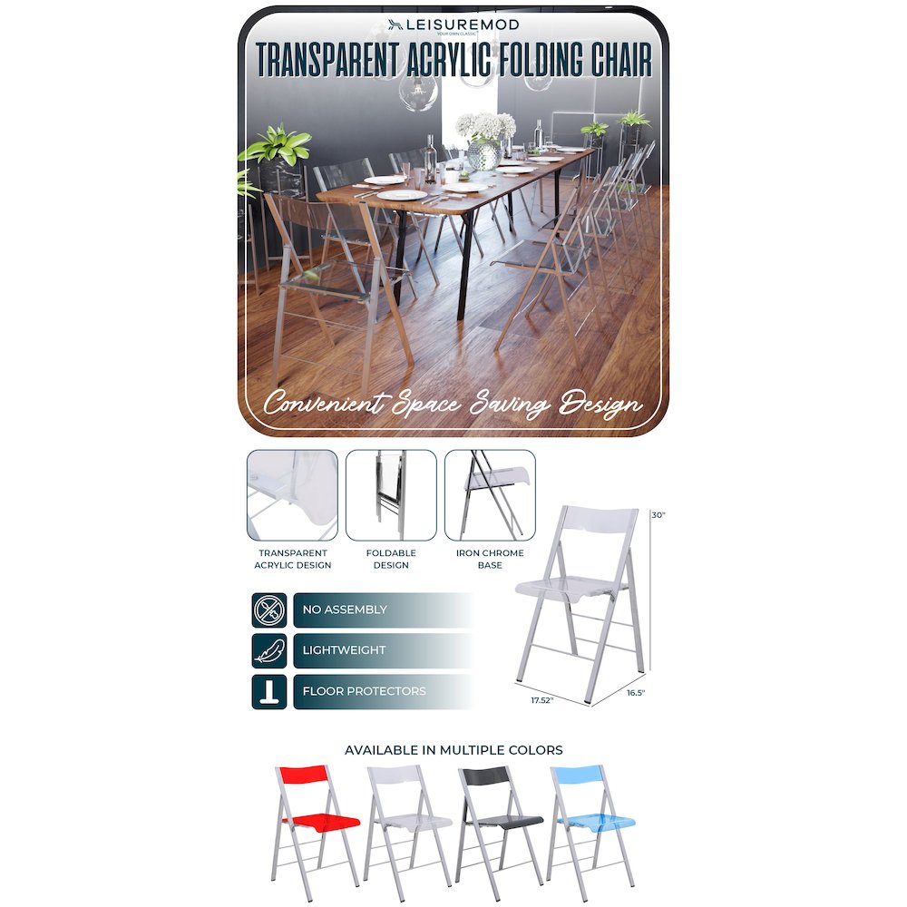 Menno Modern Acrylic Folding Chair. Picture 19