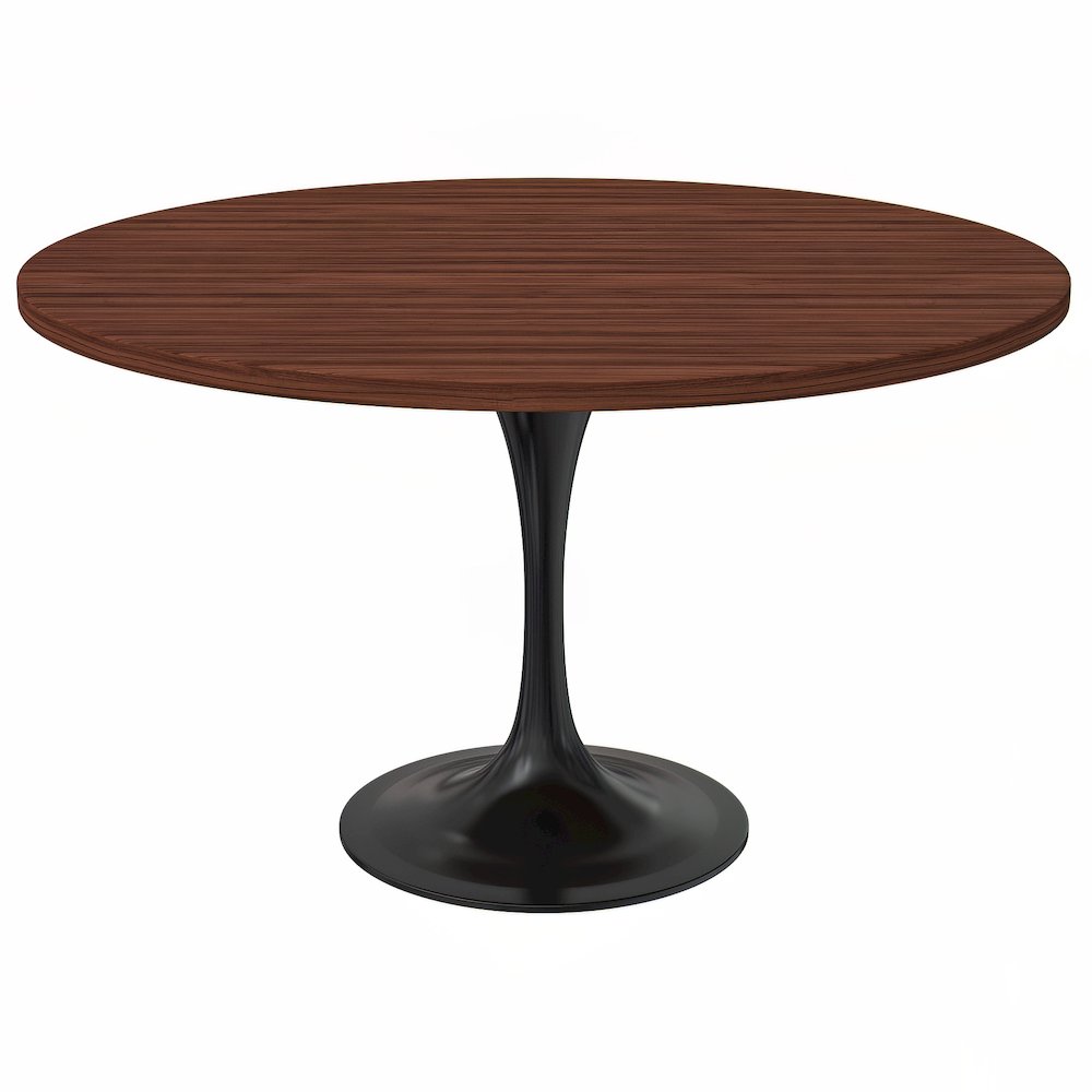 Verve Collection 48 Round Dining Table, Black Base with Cognac Brown MDF Top. Picture 12