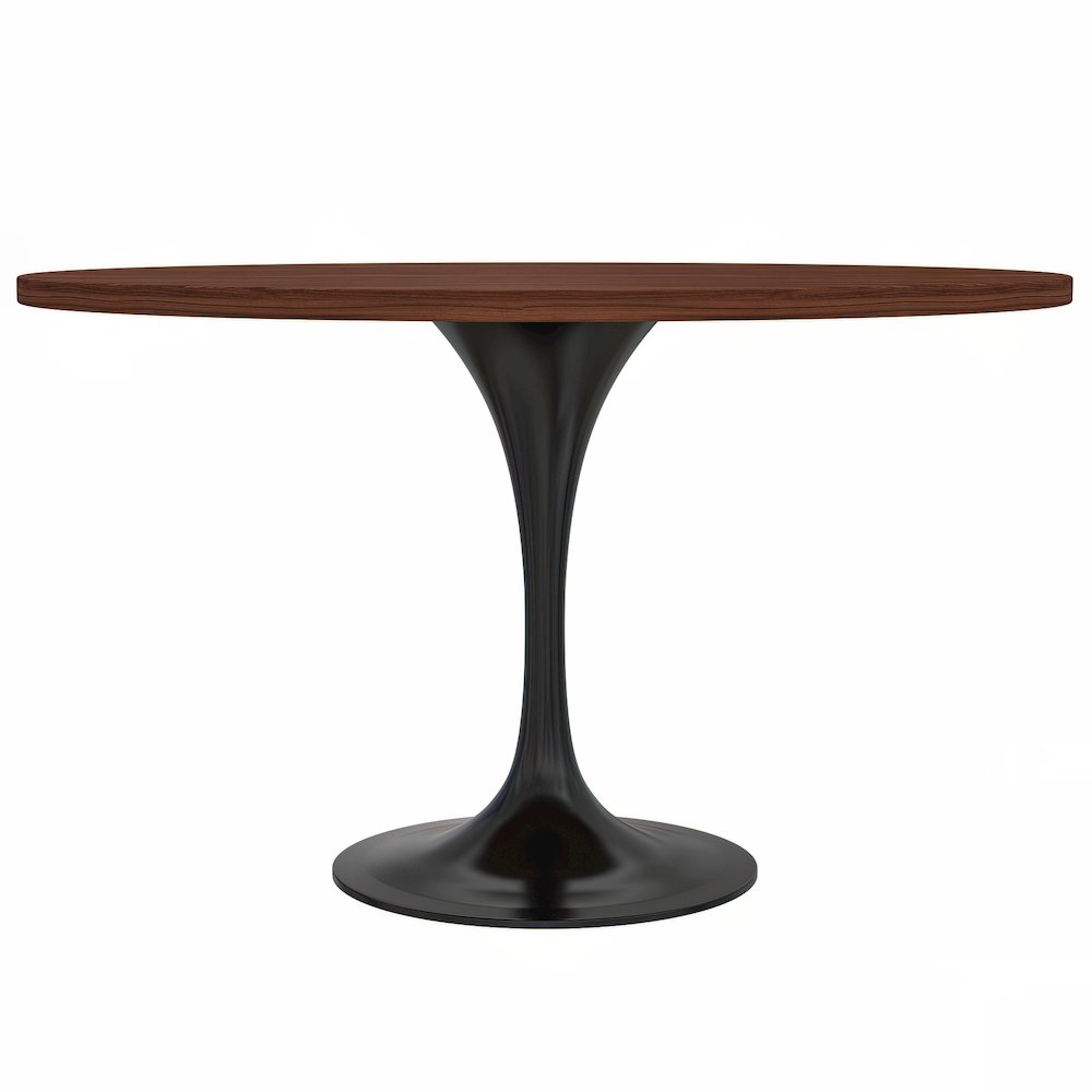 Verve Collection 48 Round Dining Table, Black Base with Cognac Brown MDF Top. Picture 13