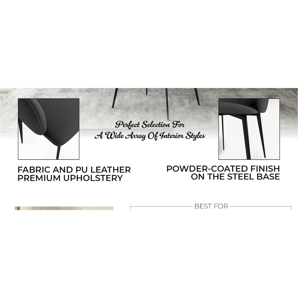 Gavin Series Modern Chair Black Frame in Charcoal Set of 4. Picture 15