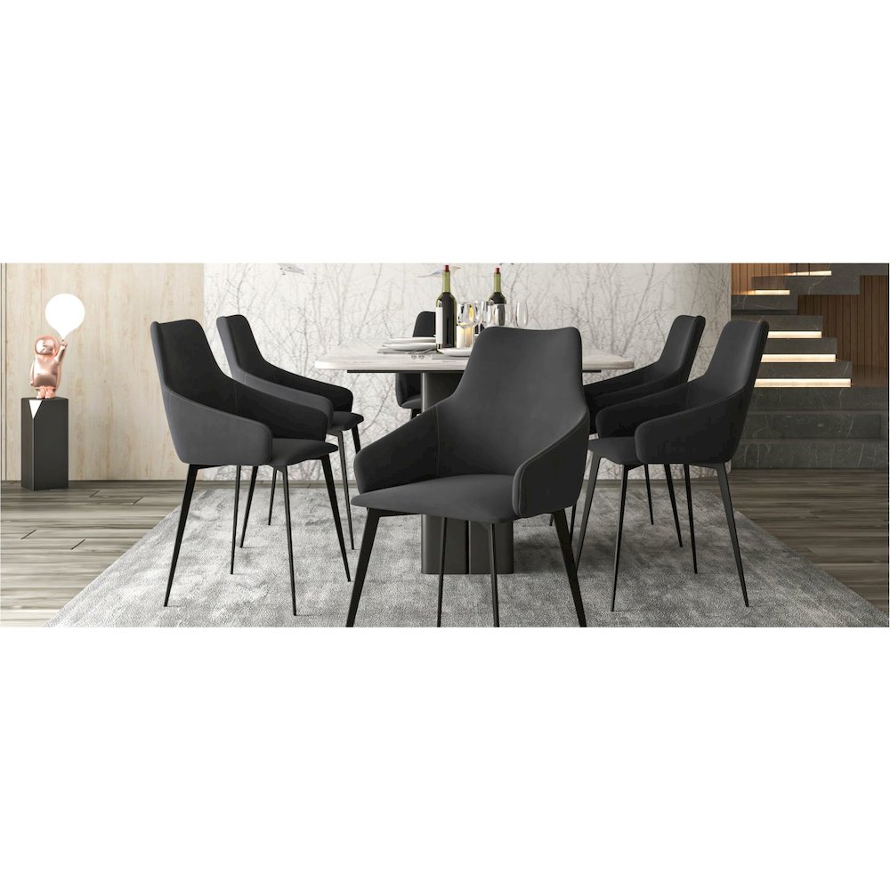 Gavin Series Modern Chair Black Frame in Charcoal Set of 4. Picture 17