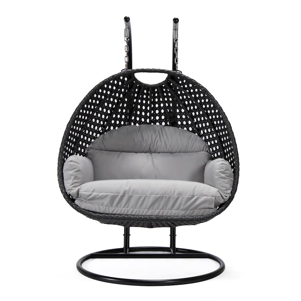 Mendoza Charcoal Wicker Hanging 2 person Egg Swing Chair. Picture 3