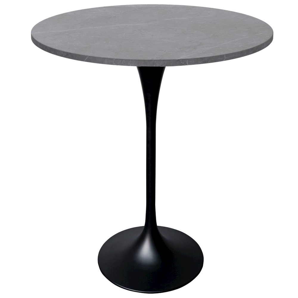 Bar Height Table Black Base with 27" Round Marble Grey Sintered Stone Top. Picture 20