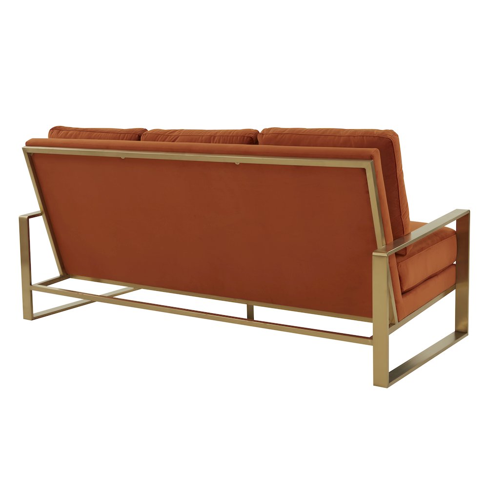 Jefferson Contemporary Modern Design Velvet Sofa With Gold Frame.. Picture 5