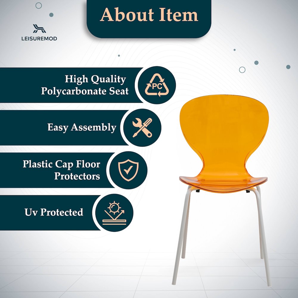 Modern Oyster Transparent Side Chair in White Base. Picture 3
