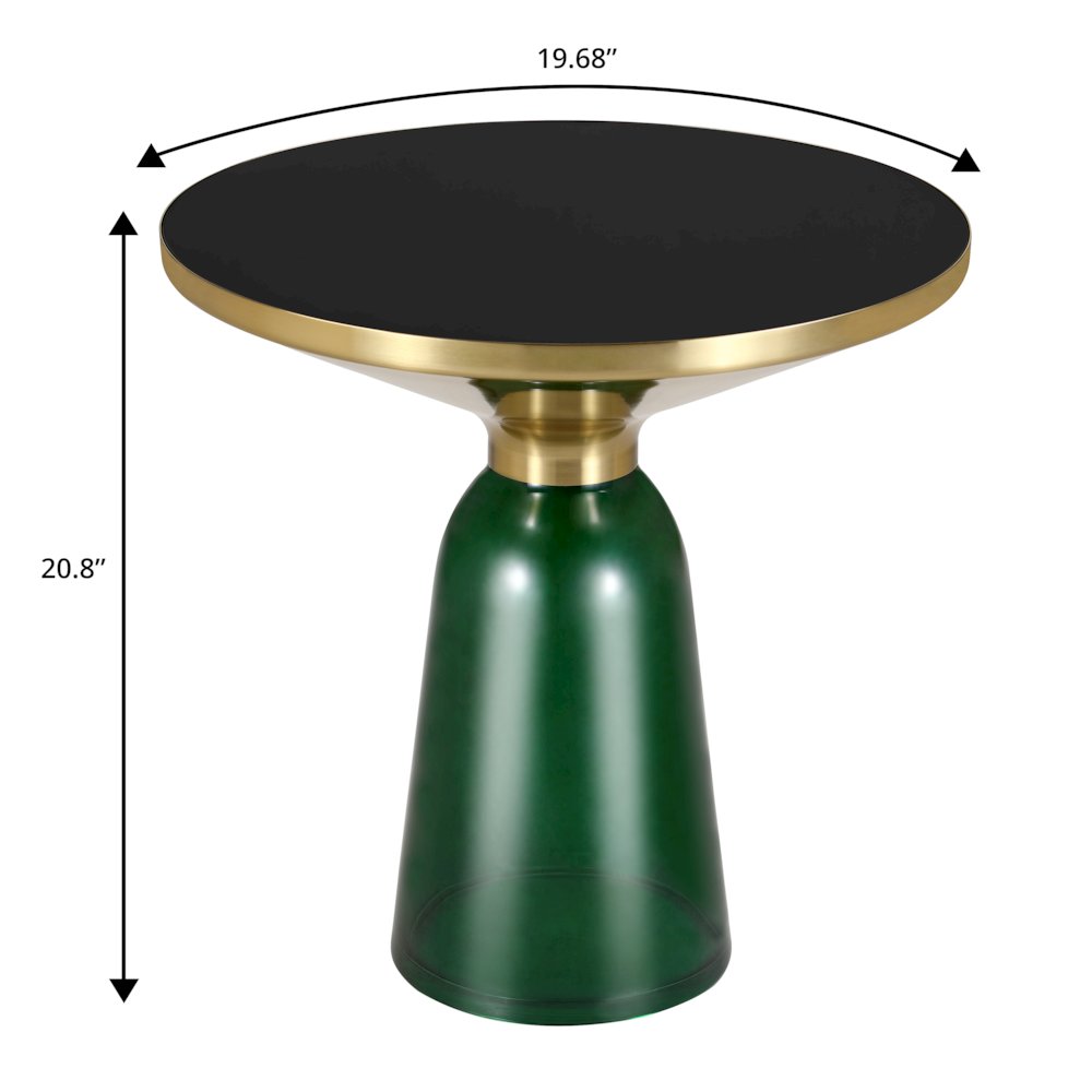 Tully Collection Glass side Table Green glass, Gold Rim with Black Glass top. Picture 18