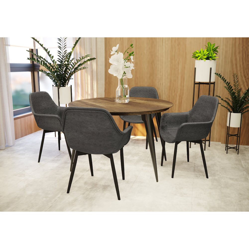 Markley Modern Leather Dining Arm Chair With Metal Legs Set of 2. Picture 7