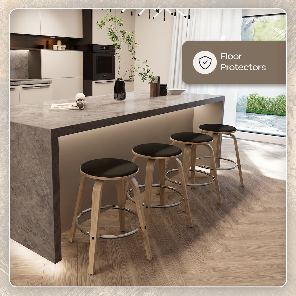 Wooden Counter Stool Pelya Collection Modern Style Washed Walnut color in Black. Picture 3