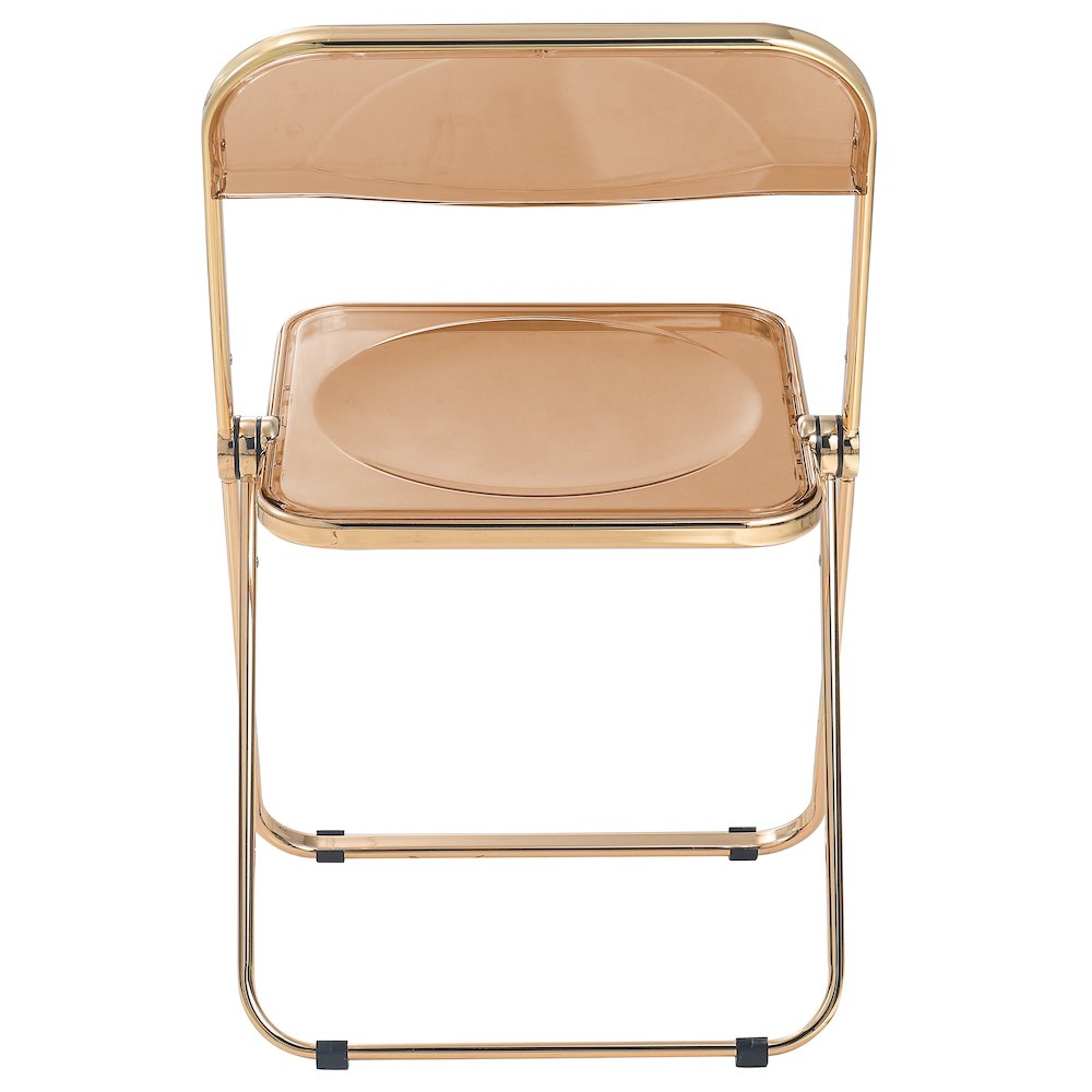 Lawrence Acrylic Folding Chair With Gold Metal Frame, Set of 2. Picture 12