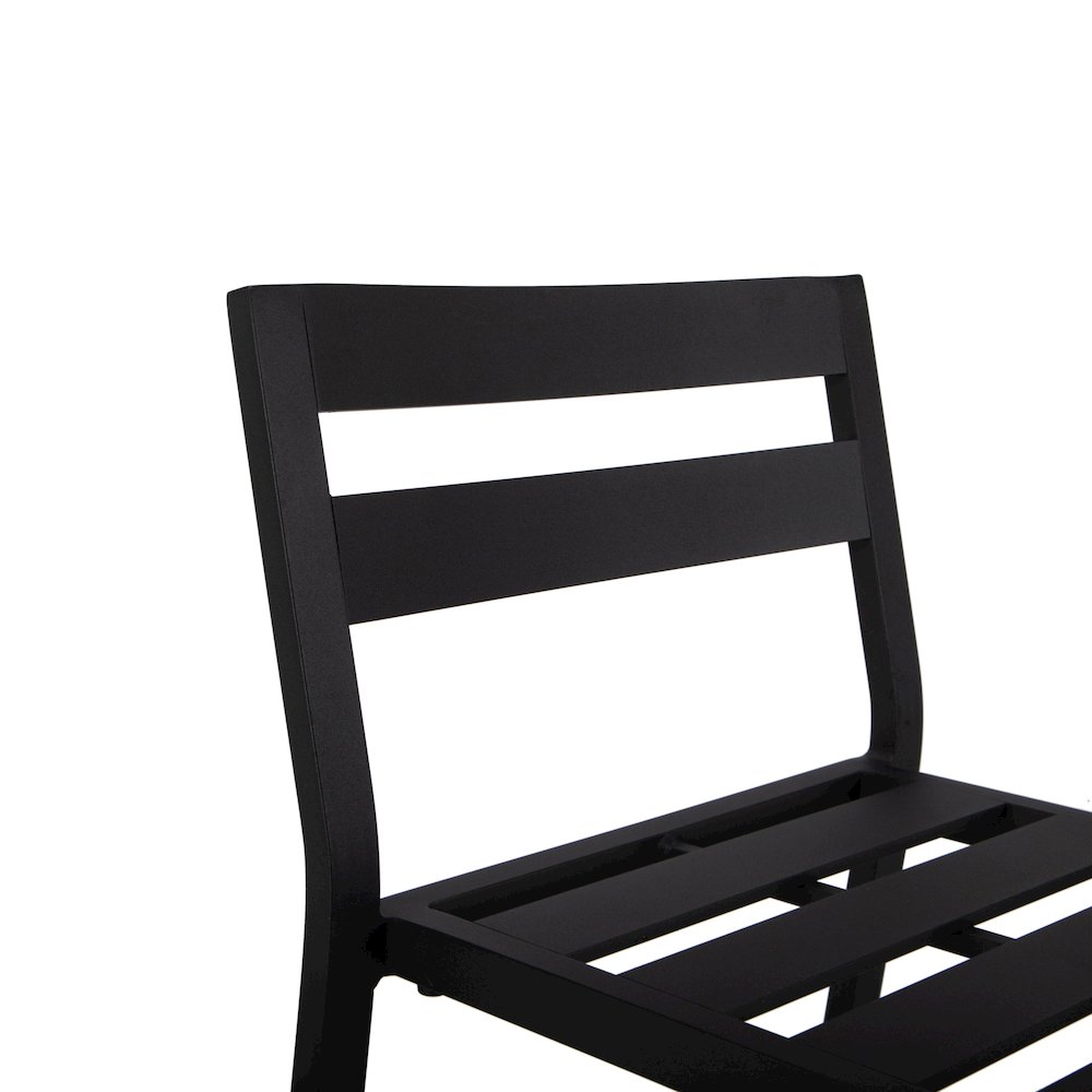 Chelsea Collection Modern Aluminum Chair in black with Blue Cushions - Set of 2. Picture 36