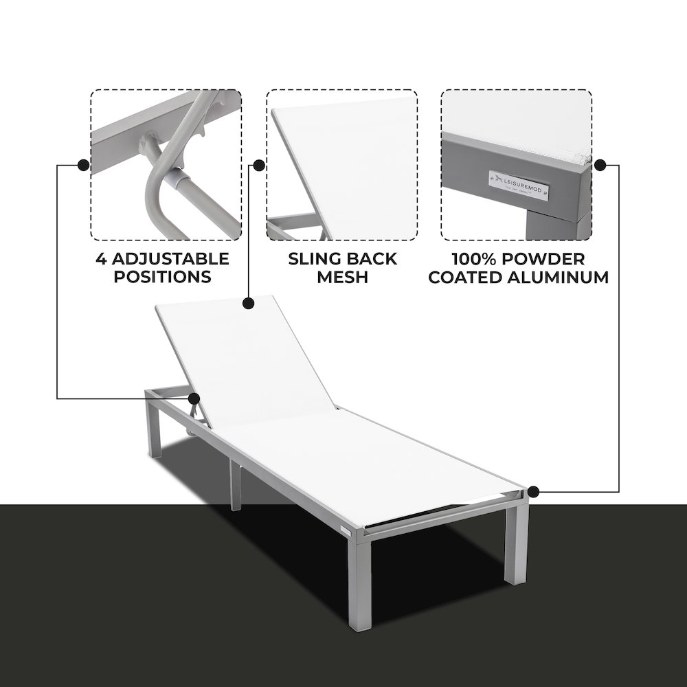 Marlin Patio Chaise Lounge Chair With Grey Aluminum Frame. Picture 7