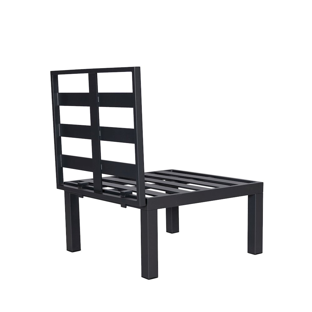 Chelsea 7-Piece Patio Sectional And Fire Pit Table Black Aluminum With Cushions. Picture 3