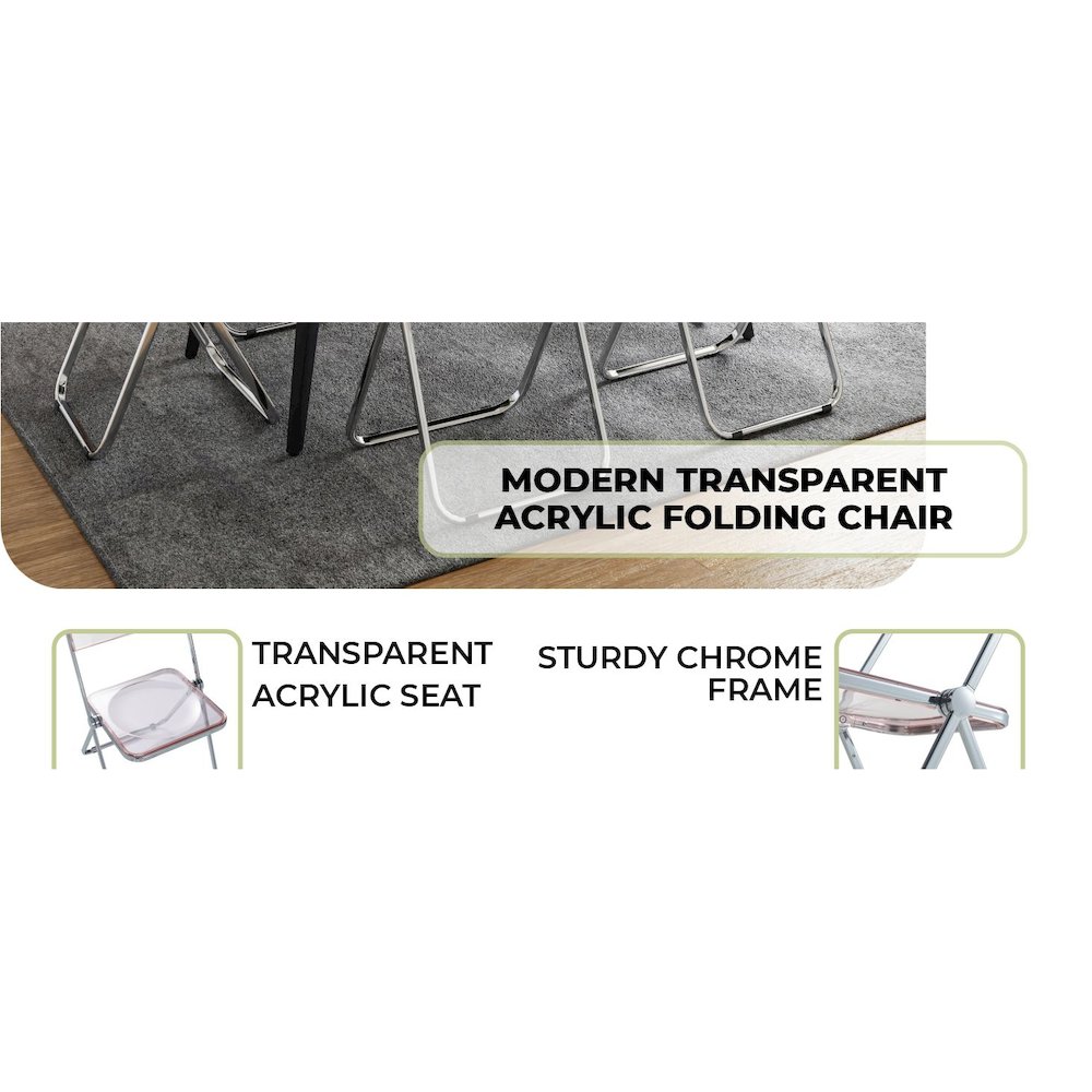 Lawrence Acrylic Folding Chair With Metal Frame. Picture 23