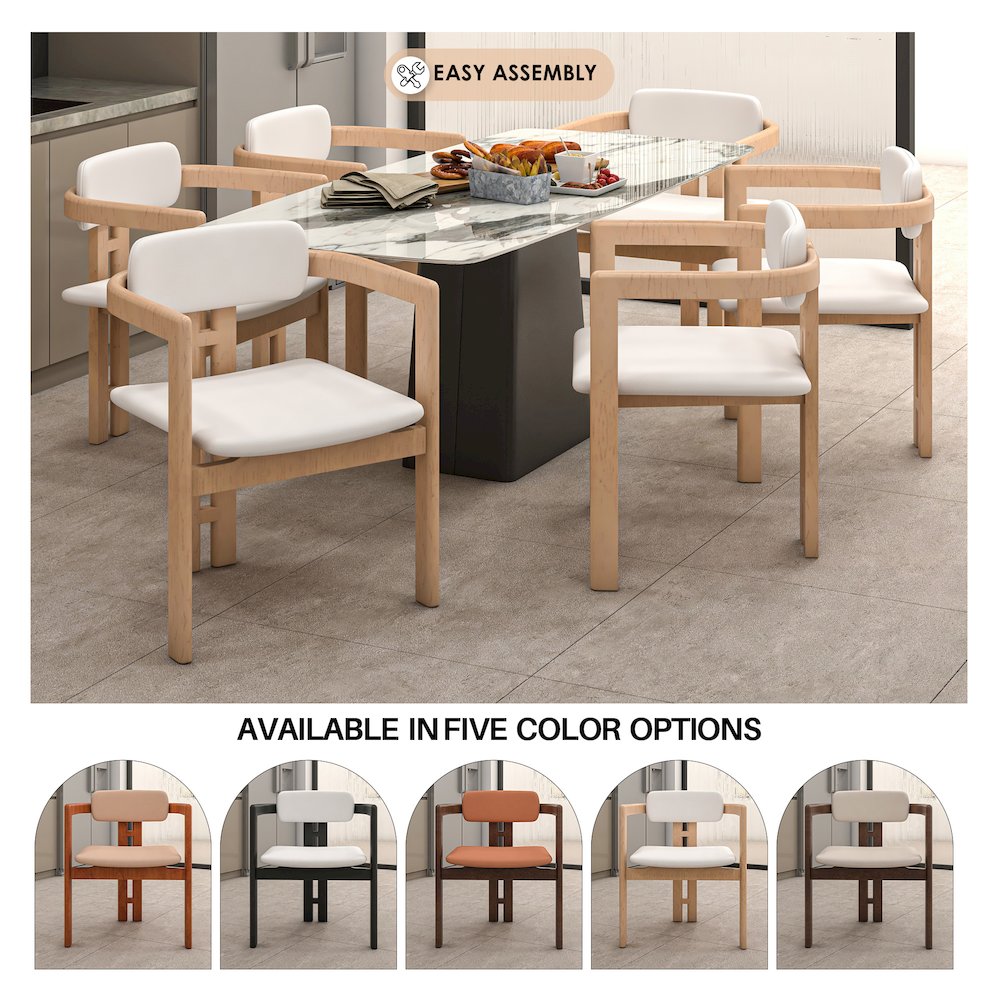 Velo Series Modern Dining Chair in Natrual Wood with White Seat. Picture 6