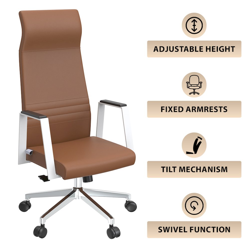 Aleen High-Back Office Chair in Dark Brown. Picture 3