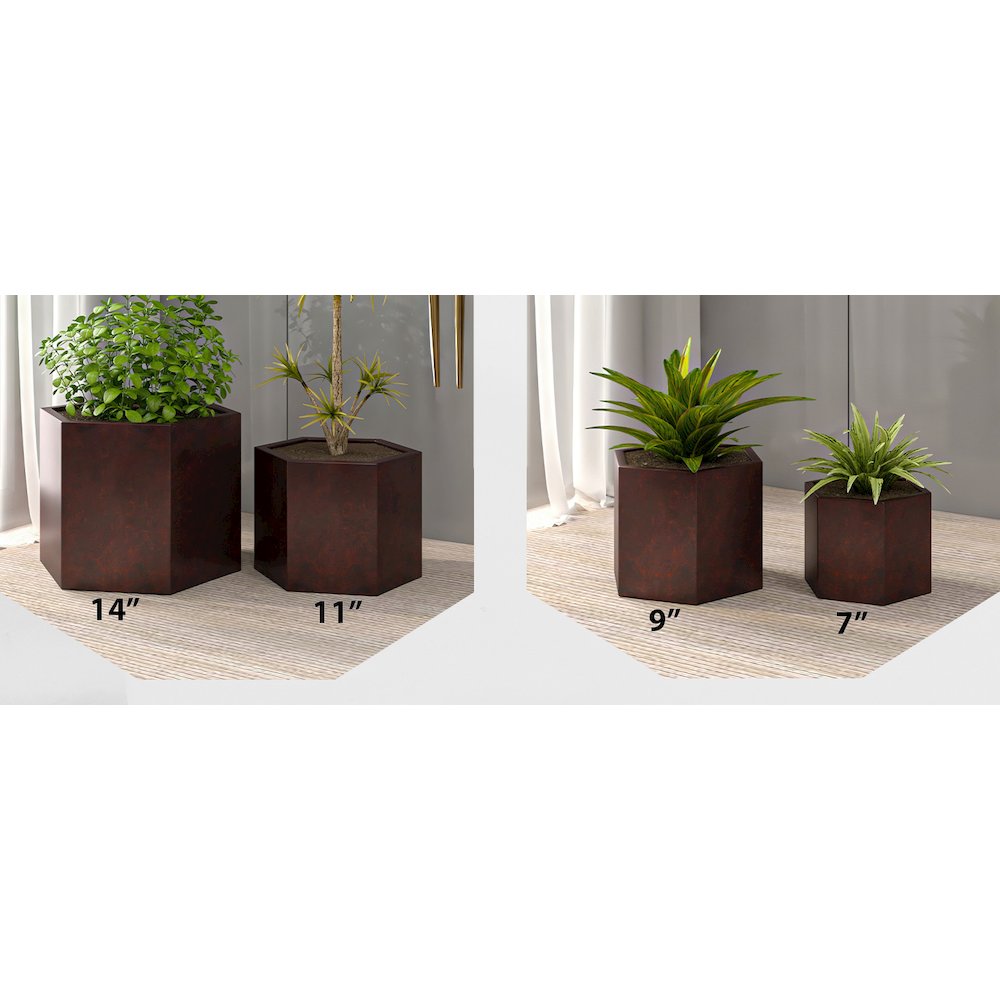Thicket Series Poly Stone Planter in Brown 11 High. Picture 5