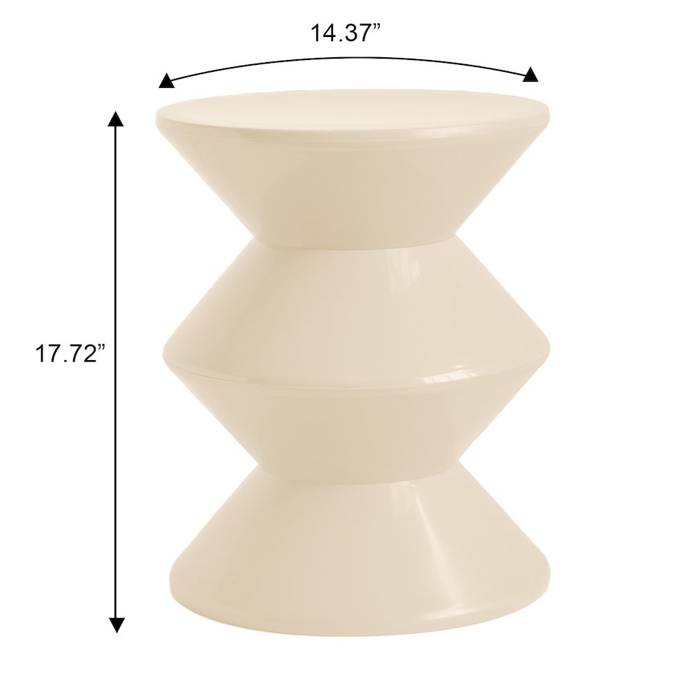 Aura Modern Plastic Side End Table, Indoor/Outdoor Use, Ivory. Picture 10