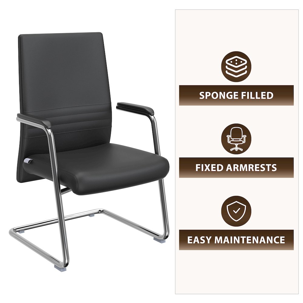 Aleen Series Guest Office Chair In Black Leather. Picture 8