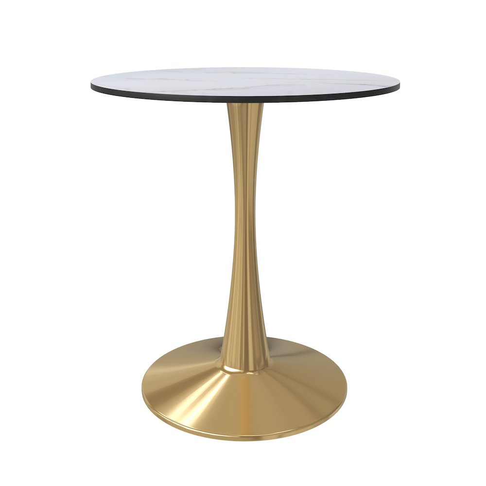 Bristol 24" round dining table Gold Base With White Top. Picture 1