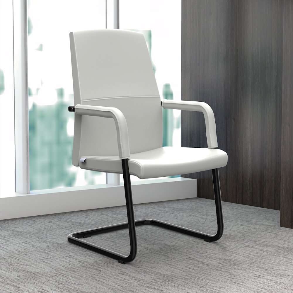 Evander Office Guest Chair in White Leather. Picture 18