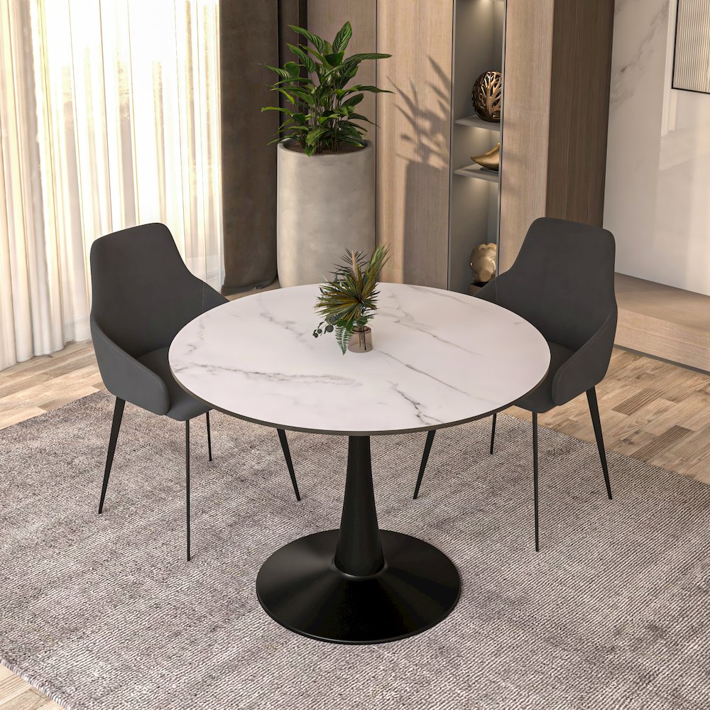 Bristol, 40" Round dining table in Black Base with White top. Picture 7