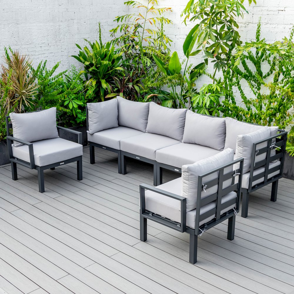 Chelsea 6-Piece Patio Sectional Black Aluminum With Cushions. Picture 31