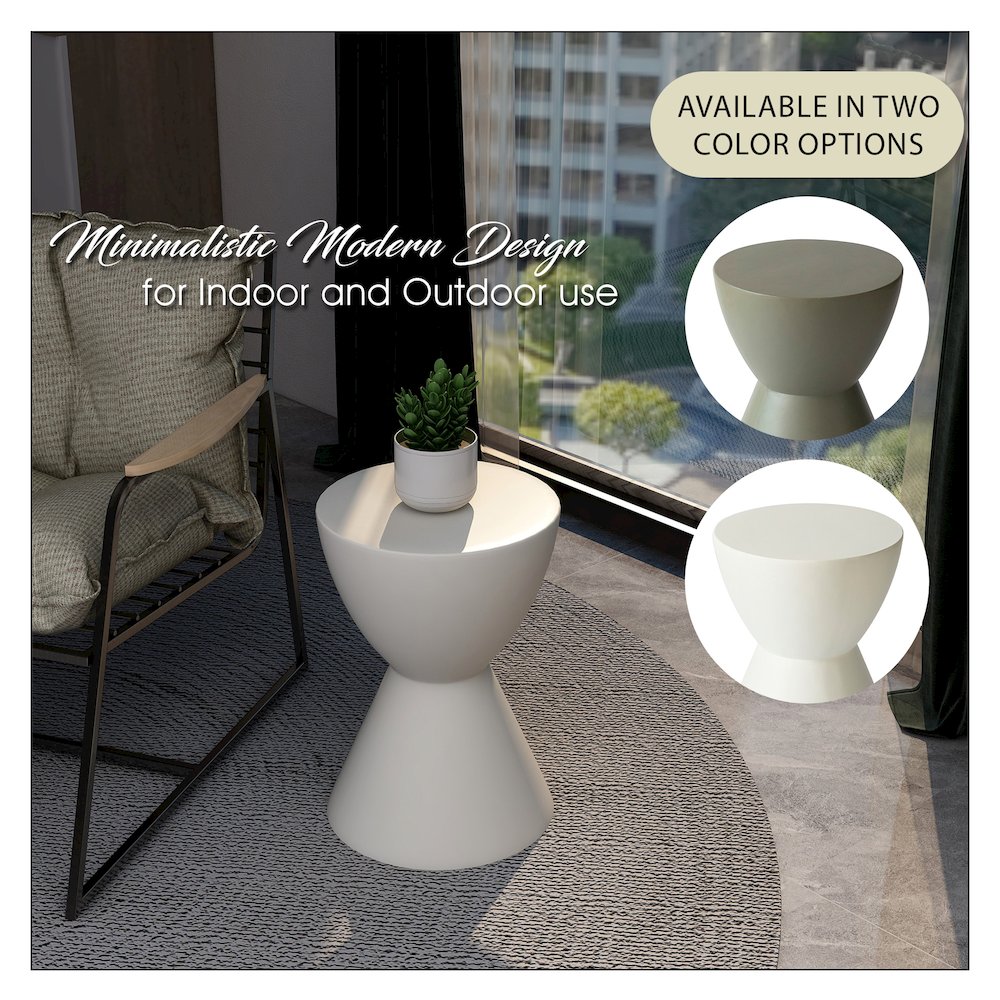 Loft Collection Fiberglass Outdoor Side Table in White. Picture 10