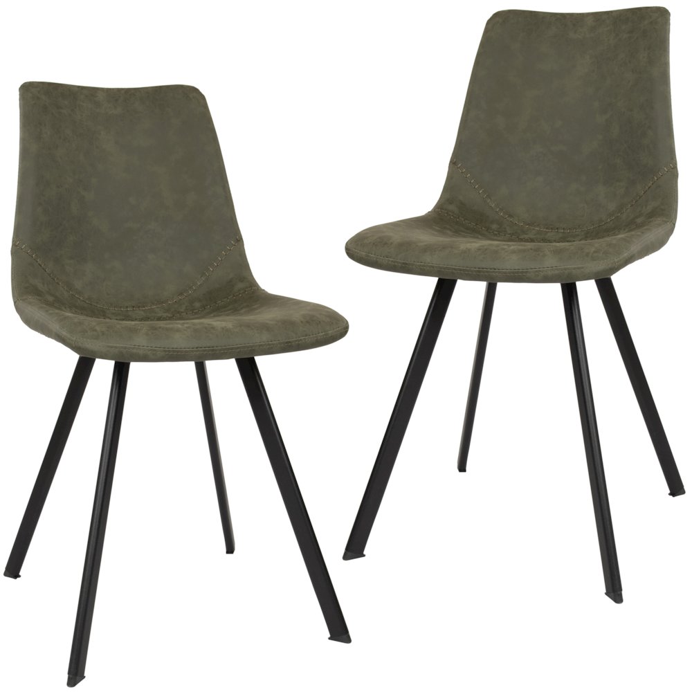 Markley Modern Leather Dining Chair With Metal Legs Set of 2. Picture 1