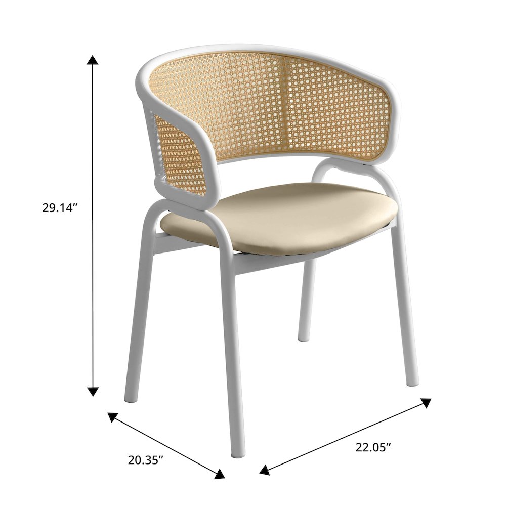Ervilla - Dining Chair - White frame in Taupe Leather Set of 2. Picture 1