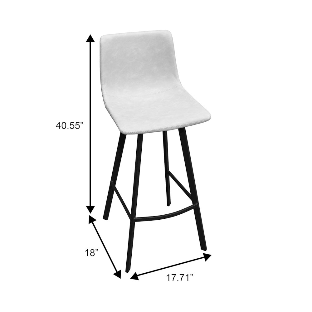 Elland Modern Upholstered Leather Bar Stool With Iron Legs & Footrest. Picture 9