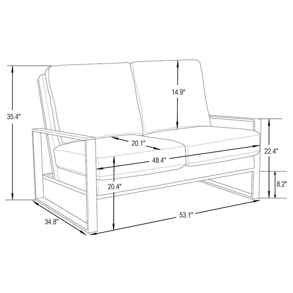 Jefferson Contemporary Modern Velvet Loveseat With Silver Frame. Picture 7