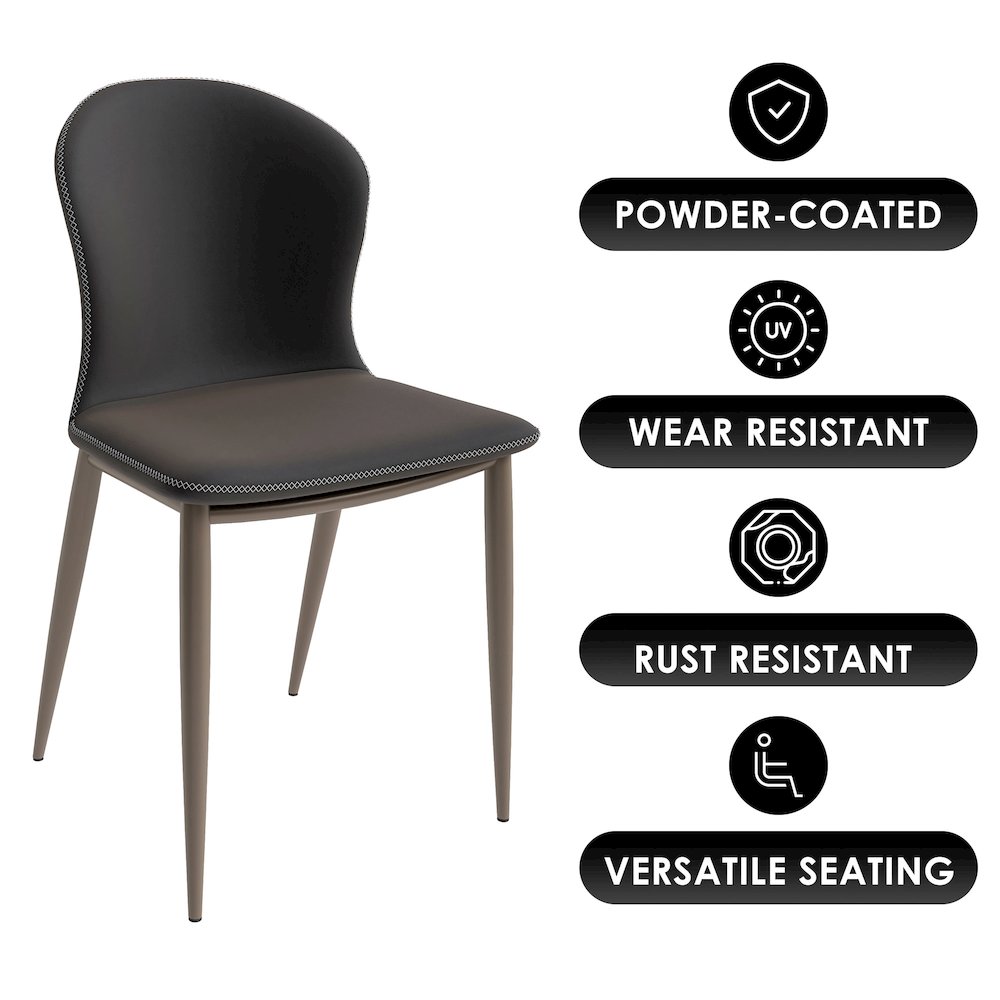 Mosaic Collection Modern Dining Chair in Charcoal Fabric - Set of 2. Picture 22