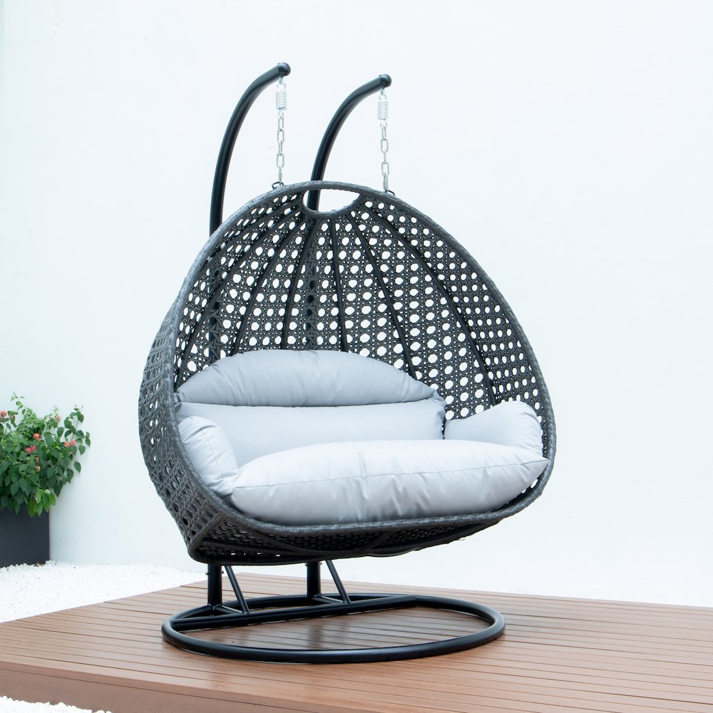 Charcoal Wicker Hanging 2 person Egg Swing Chair. Picture 5