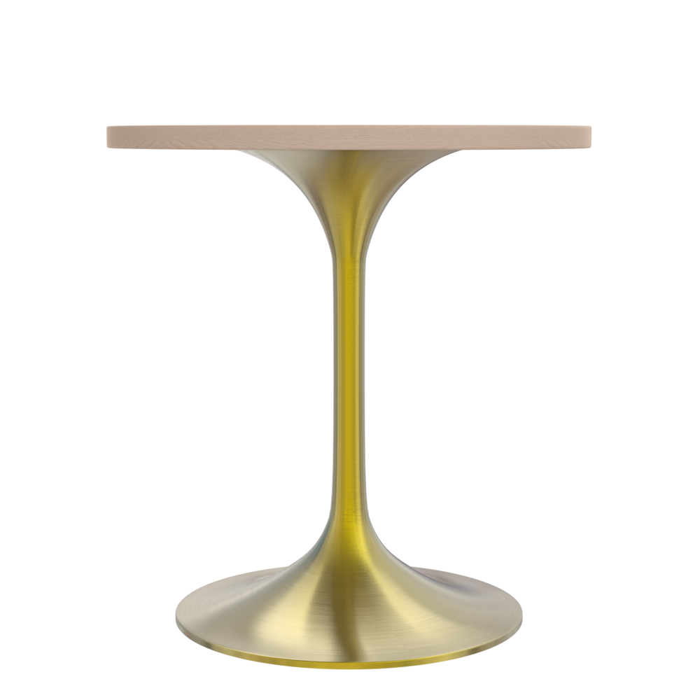 Verve 27" Round Dining Table, Brushed Gold Base with Light Natural Wood MDF Top. Picture 11