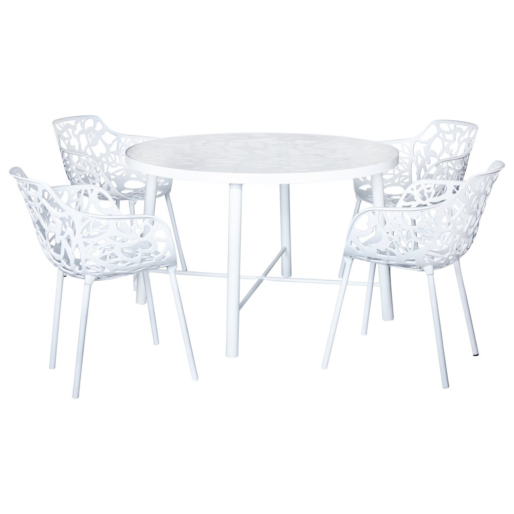 Devon Tree Design Glass Top Aluminum Base Indoor Outdoor Dining Table. Picture 3