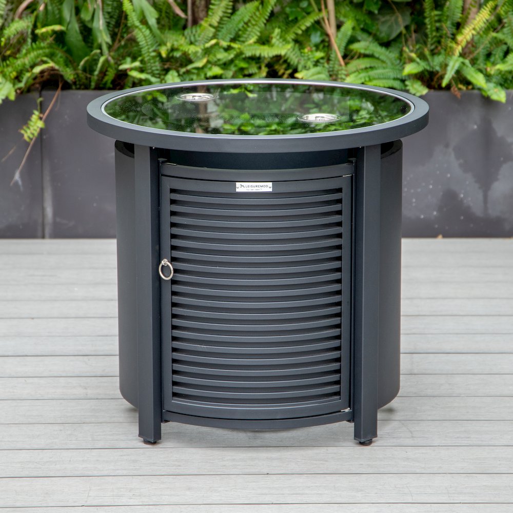 Walbrooke Black Patio Round Tank Holder with Slats Design in Black. Picture 8