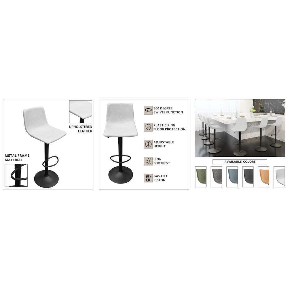 Tilbury Modern Adjustable Bar Stool in Light Grey. Picture 20