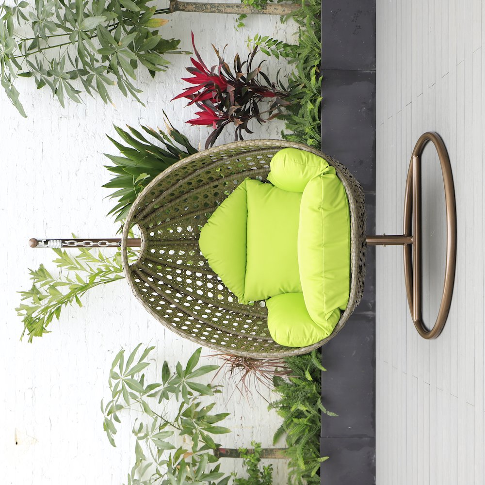 Beige Wicker Hanging Egg Swing Chair. Picture 9