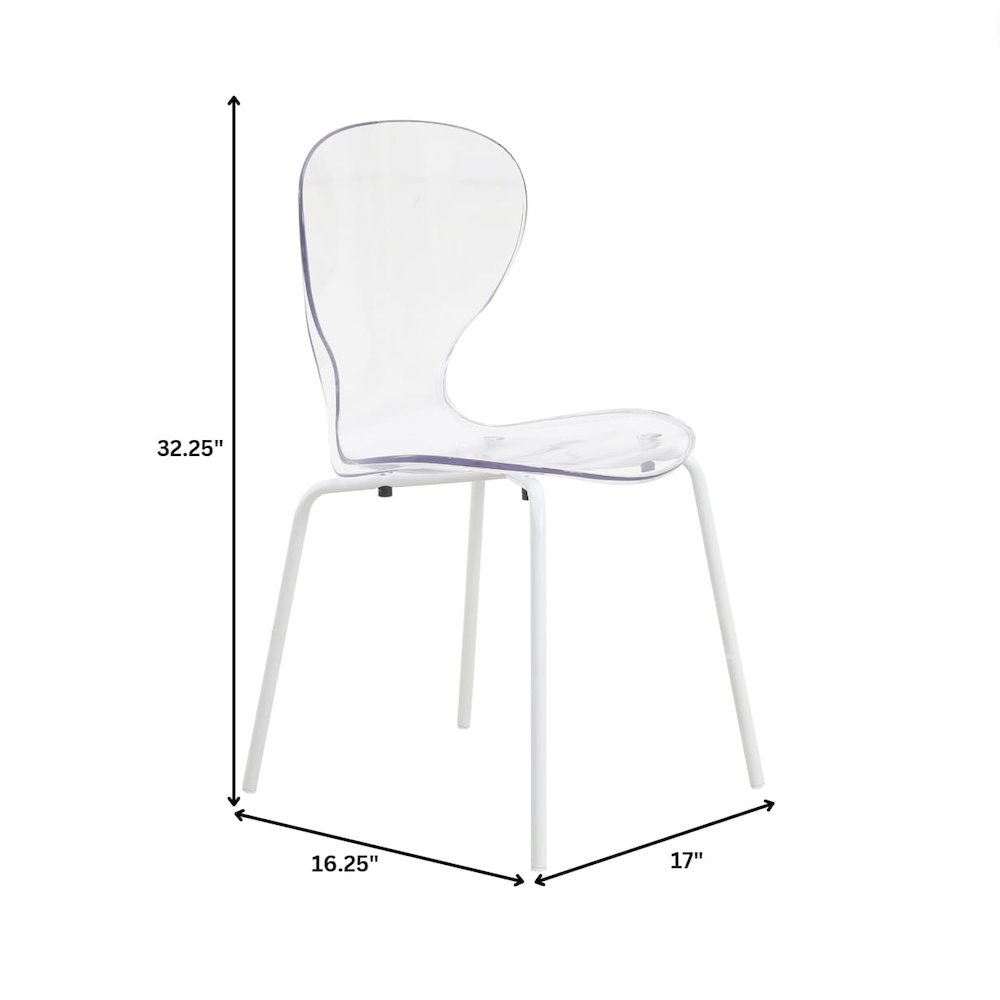 Modern Oyster Transparent Side Chair in White Base Set of 2. Picture 1