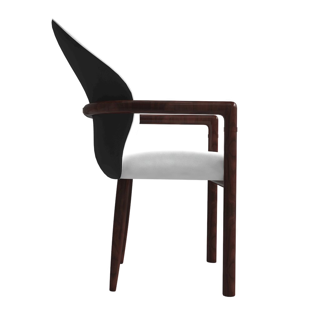 Opaline Series Elegant Wooden Dining Chair in Black Velvet and White. Picture 16