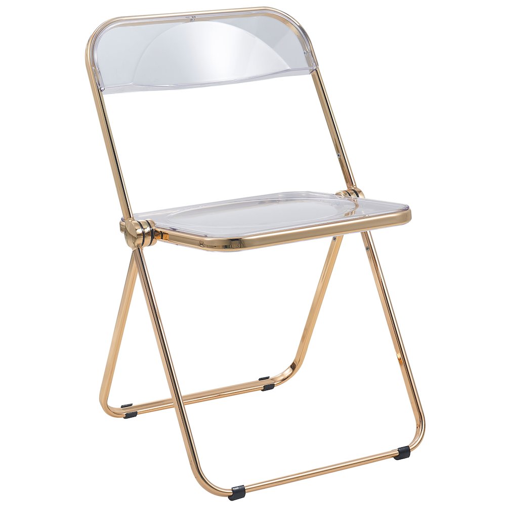 Lawrence Acrylic Folding Chair With Gold Metal Frame. Picture 3