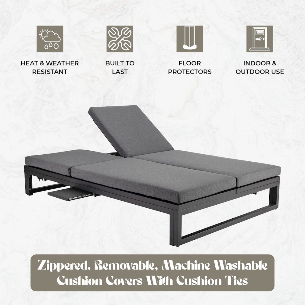 Chelsea Convertible Lounge Reclining Double Chaise With Cushions. Picture 6